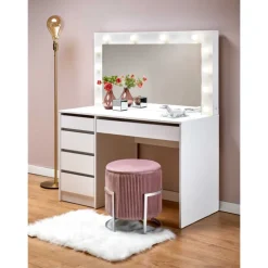 Hollywood XL Sminkebord med spejl - Hvid