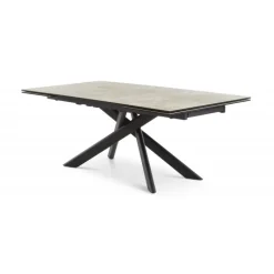 Hudson spisebord med 2 tillægsplader - Taupe keramik og sort metal 200 cm kan udvides til 300 cm