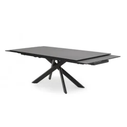 Hudson spisebord med 2 tillægsplader - Antracitgrå keramik og sort metal 200 cm kan udvides til 300 cm