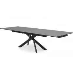 Hudson spisebord med 2 tillægsplader - Antracitgrå keramik og sort metal 200 cm kan udvides til 300 cm