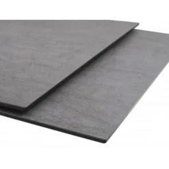 Hudson spisebord med 2 tillægsplader - Antracitgrå keramik og sort metal 200 cm kan udvides til 300 cm