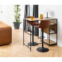 I_Oregon barstol brun læderlook