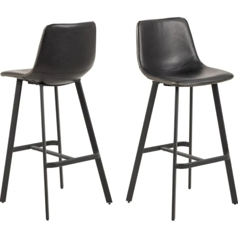 I_Oregon barstol sort læderlook