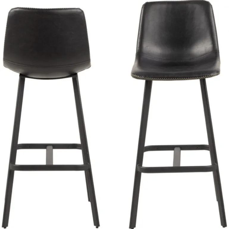 I_Oregon barstol sort læderlook