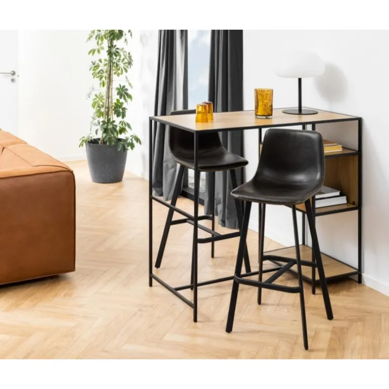 I_Oregon barstol sort læderlook