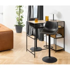 I_Oregon barstol sort læderlook