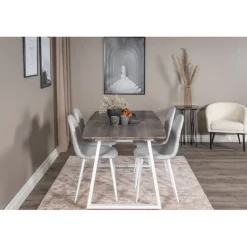 Inca Spisebordssæt - Lysegrå, Natur og Hvid