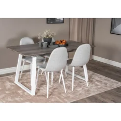 Inca Spisebordssæt - Lysegrå, Natur og Hvid