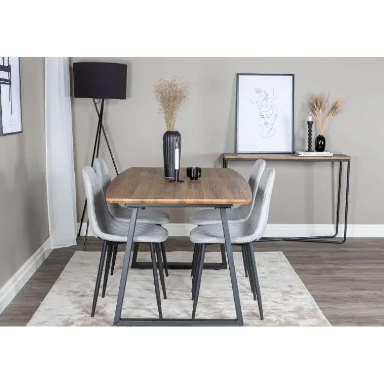 Inca Spisebordssæt - Sort, Grå og Natur