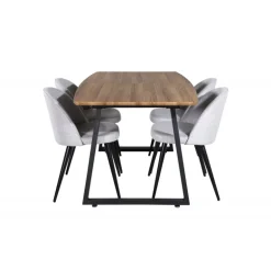 Inca Spisebordssæt - Sort, Lysegrå og Natur