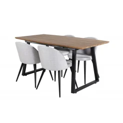 Inca Spisebordssæt - Sort, Lysegrå og Natur