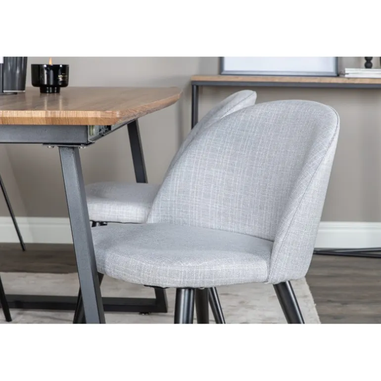 Inca Spisebordssæt - Sort, Lysegrå og Natur