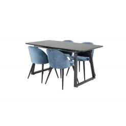 Inca Spisebordssæt - Sort og Blå