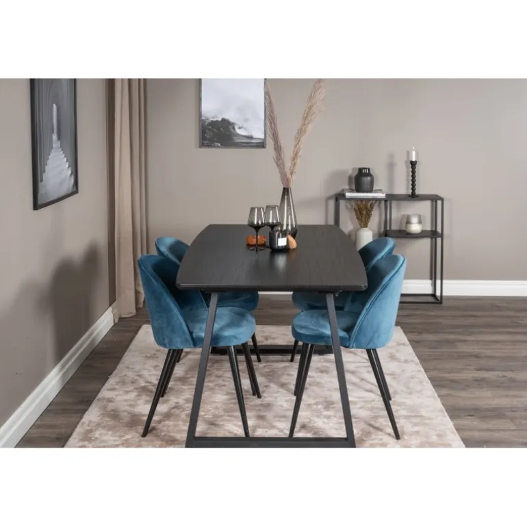 Inca Spisebordssæt - Sort og Blå