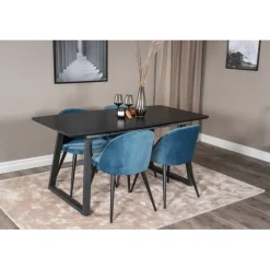 Inca Spisebordssæt - Sort og Blå