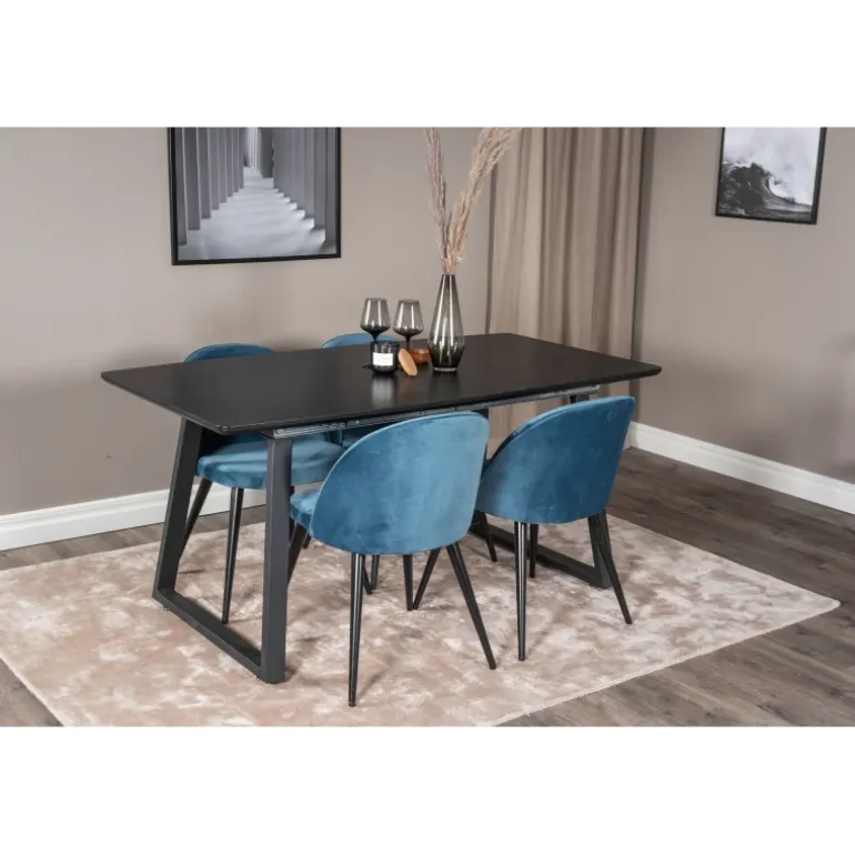 Inca Spisebordssæt - Sort og Blå