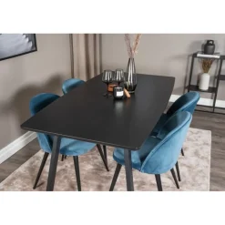 Inca Spisebordssæt - Sort og Blå