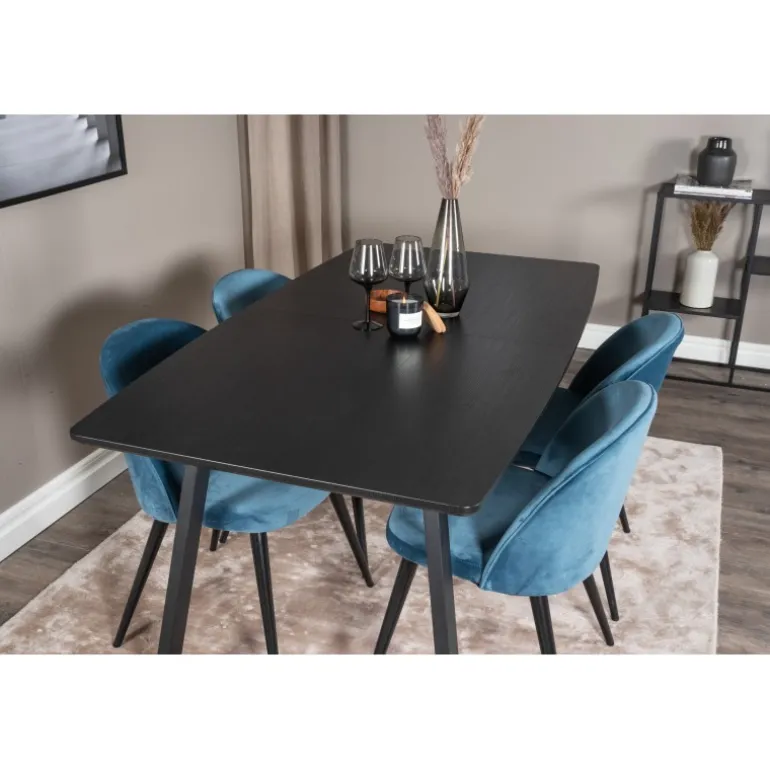 Inca Spisebordssæt - Sort og Blå