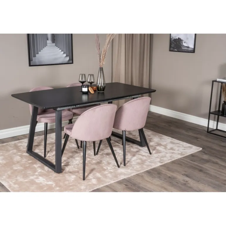 Inca Spisebordssæt - Sort og Pink