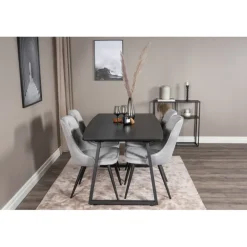 Inca Spisebordssæt - Sort og Lysegrå