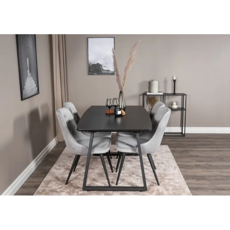 Inca Spisebordssæt - Sort og Lysegrå