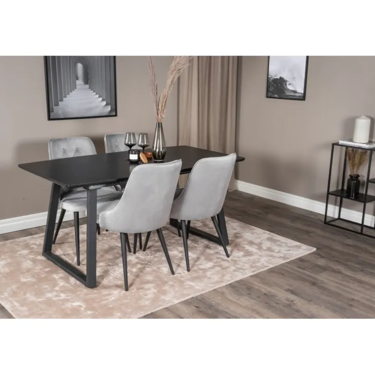 Inca Spisebordssæt - Sort og Lysegrå