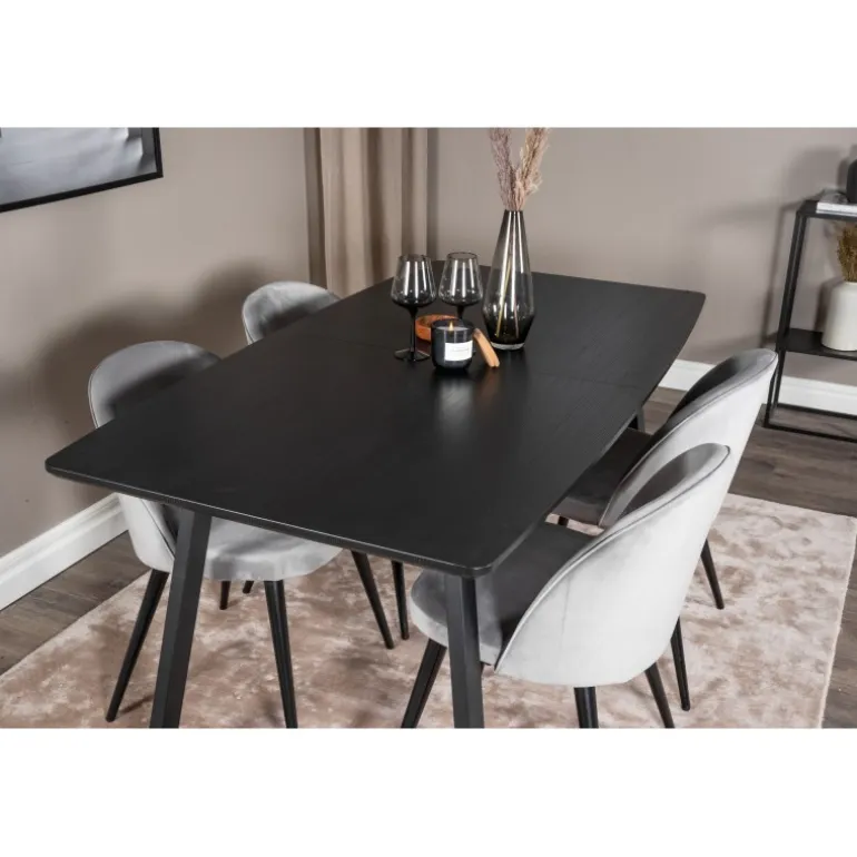 Inca Spisebordssæt - Sort og Lysegrå