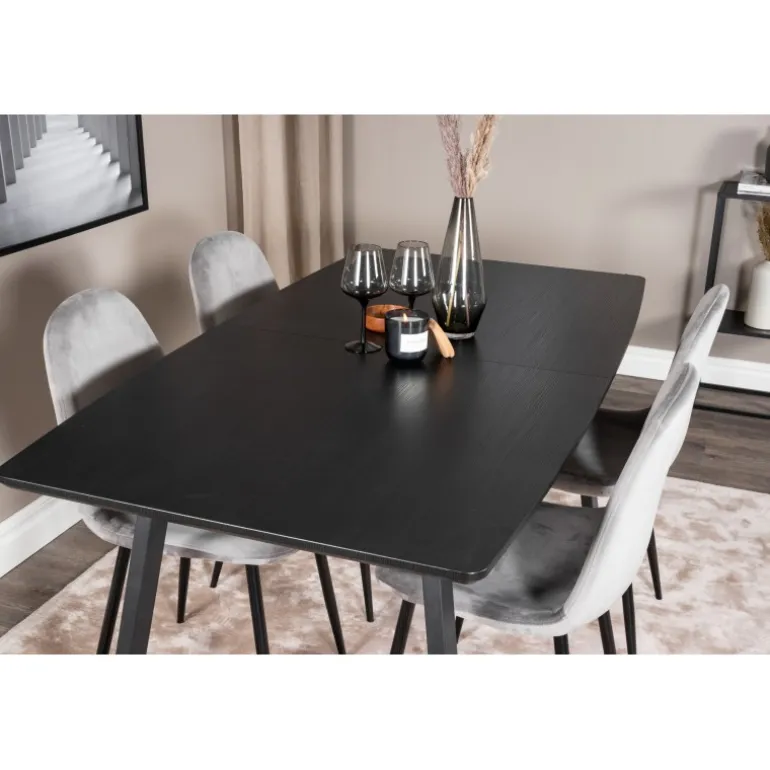 Inca Spisebordssæt - Sort og Lysegrå