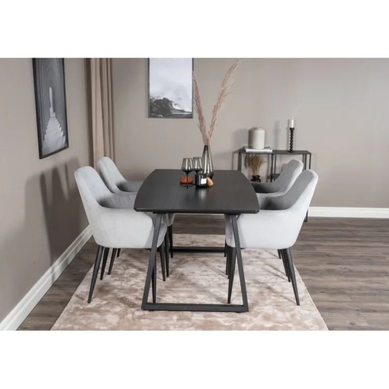 Inca Spisestue Sæt - Sort og Grå