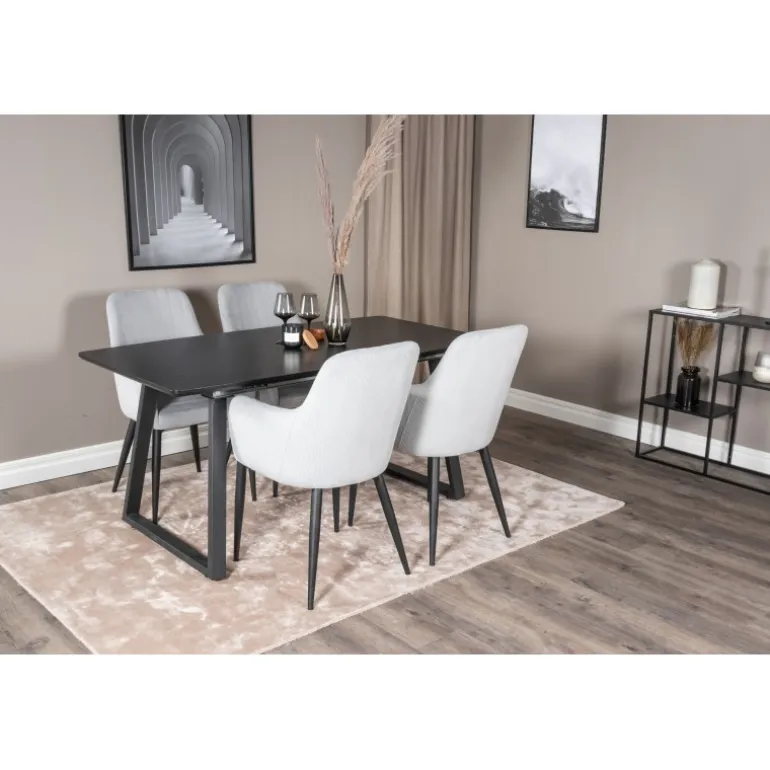 Inca Spisestue Sæt - Sort og Grå