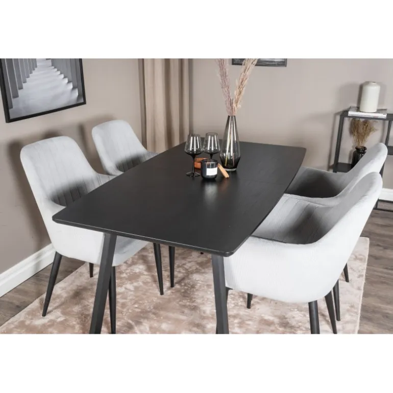 Inca Spisestue Sæt - Sort og Grå