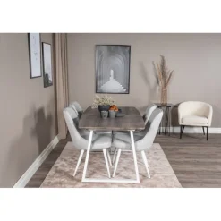 Inca t Spisebordssæt - Lysegrå, Natur og Hvid