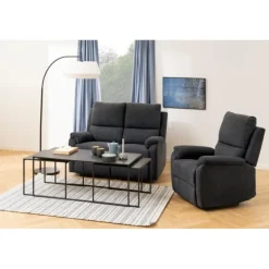 Infinity rektangulær sofabordsæt 120x60 - sort melamin med marmorprint og sort metal