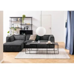 Infinity rektangulær sofabordsæt 120x60 - sort melamin med marmorprint og sort metal