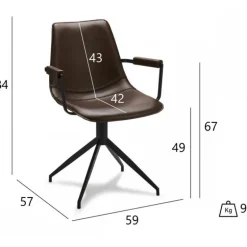 Isabel spisebordstol med armlæn - Mørkebrunt