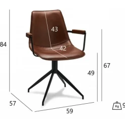 Isabel spisebordstol med armlæn - Cognac