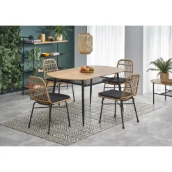 JACKSON bord, - bordplade - gylden eg, ben - Sort