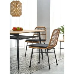 JACKSON bord, - bordplade - gylden eg, ben - Sort