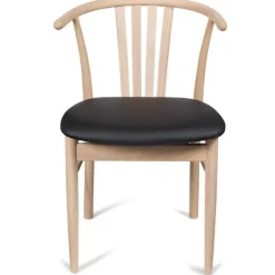 Jane spisebordsstol - ubehandlet eg - sort ægte læder