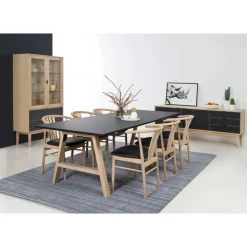 Jane spisebordsstol - ubehandlet eg - sort ægte læder