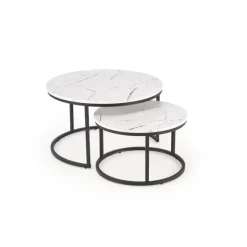 JAVA sæt af 2 sofaborde - Hvid marmorlook