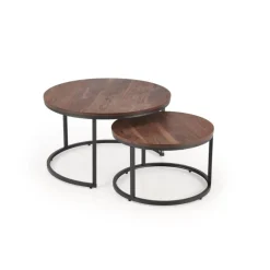 JAVA sæt af 2 sofaborde - Valnød / Sort