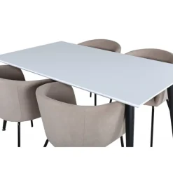 Jimmy e Spisebordssæt - Beige, Sort og Hvid