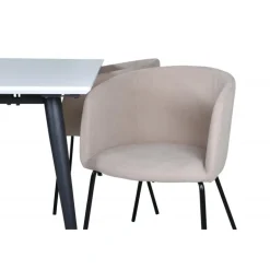 Jimmy e Spisebordssæt - Beige, Sort og Hvid
