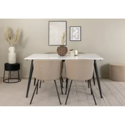 Jimmy e Spisebordssæt - Beige, Sort og Hvid