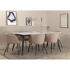 Jimmy Spisebordssæt - Beige, Sort og Hvid