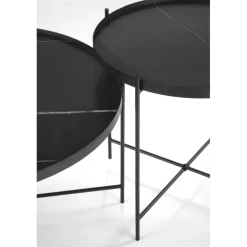 JULIETA sæt af 2 sofaborde, Sort marmor / Sort