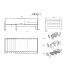 Juniorseng 90 cm justerbar – Jumper, hvid (140/160/200 cm)