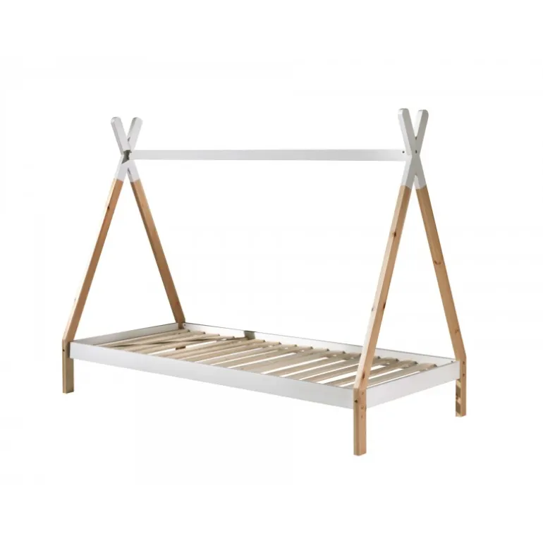 Juniorseng tipi 90 x 200 cm – natur/hvid