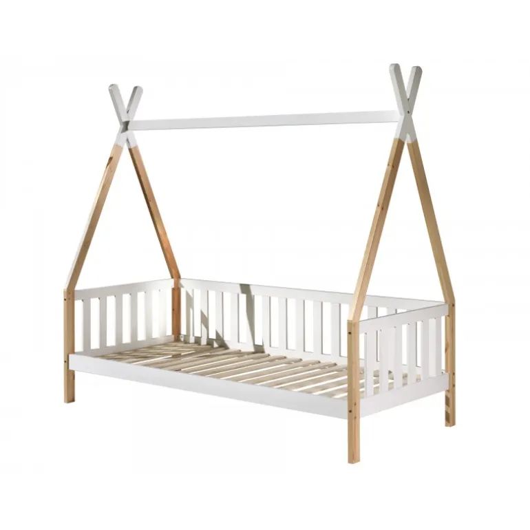 Juniorseng tipi 90 x 200 cm – natur/hvid, massivt fyr